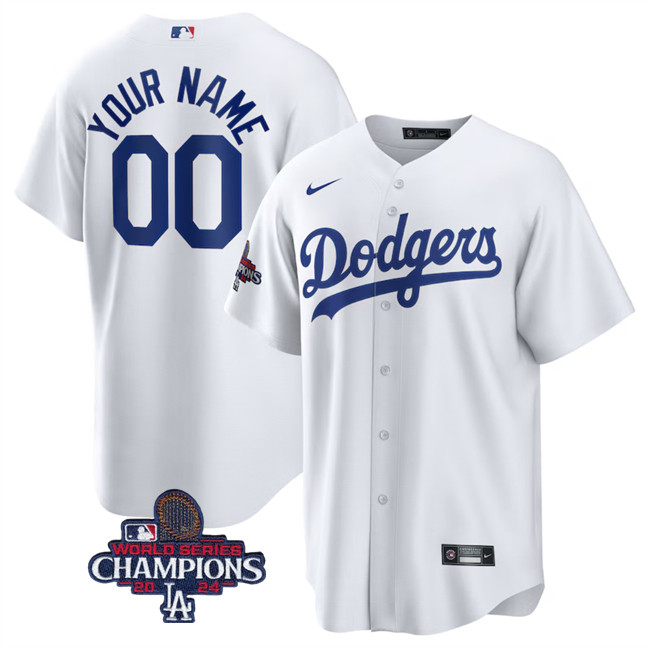 Men's Los Angeles Dodgers Active Player Custom White 2024 World Series Champions Cool Base Stitched Baseball Jersey